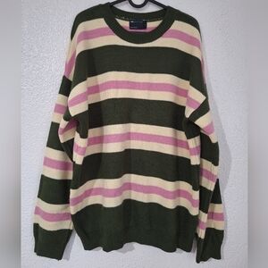 ASOS  Oversized Green and Pink Striped Crew Neck Sweater
